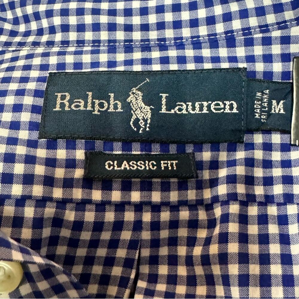 Ralph Lauren Classic Fit Men’s Gingham Shirt Button Down Short Sleeve Blue M - Picture 2 of 9